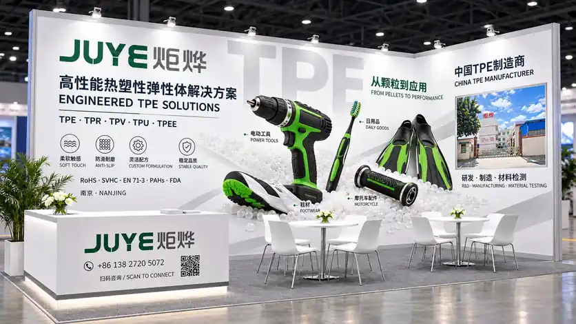 炬烨科技将参展2026中国国际塑料展，介绍TPE、TPR、TPV、TPU、TPEE材料及改性服务，提供阻燃TPE、抗静电TPE及PC/ABS、PA基材包胶材料选型支持，欢迎咨询交流。